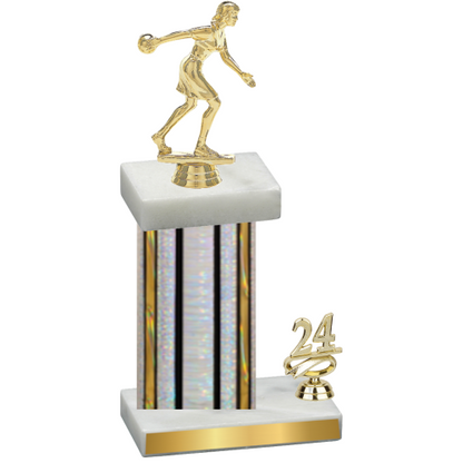 Accented Single Silver Glacier Year Bowling Trophy