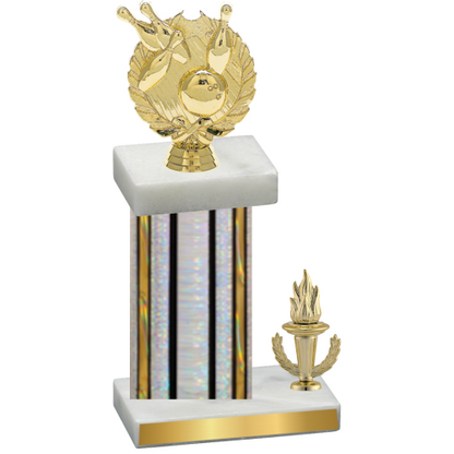 Accented Single Silver Glacier Victory Bowling Trophy