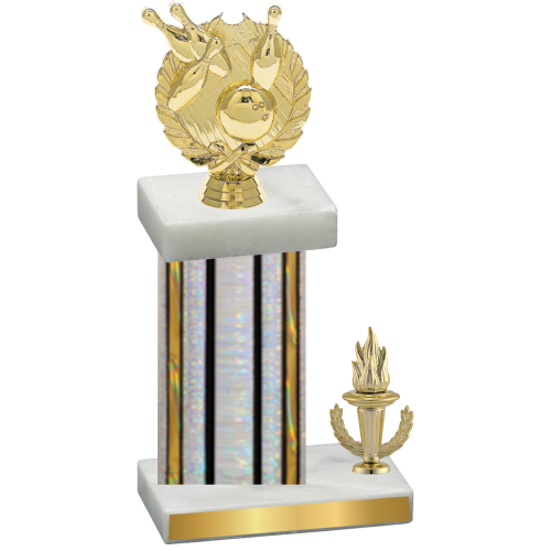 Accented Single Silver Glacier Victory Bowling Trophy