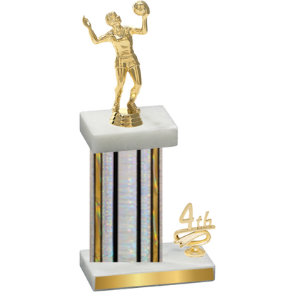 Accented Single Silver Glacier Fourth Place Volleyball Trophy