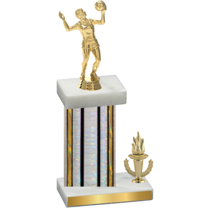 Accented Single Silver Glacier Victory Volleyball Trophy