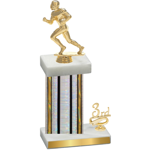 Accented Single Silver Glacier Third Place Football Trophy