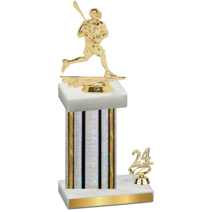 Accented Single Silver Glacier Year Lacrosse Trophy