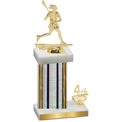 Accented Single Silver Glacier Fourth Place Lacrosse Trophy