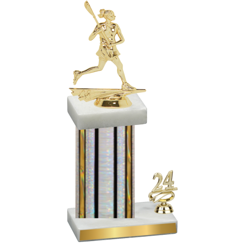 Accented Single Silver Glacier Year Lacrosse Trophy