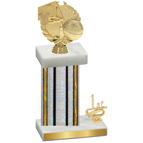 Accented Single Silver Glacier First Place Basketball Trophy