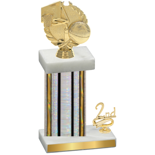 Accented Single Silver Glacier Second Place Basketball Trophy