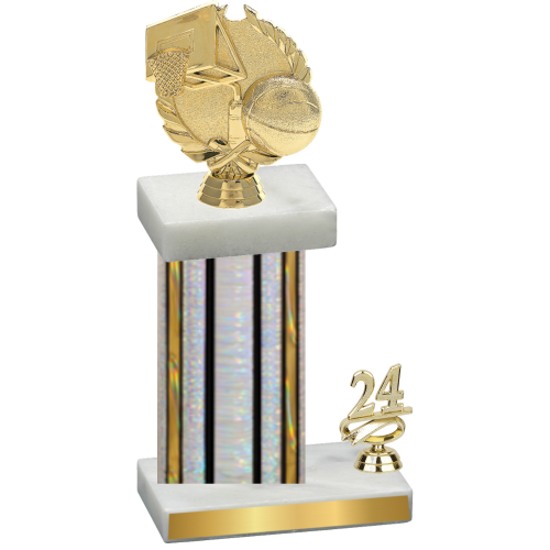 Accented Single Silver Glacier Year Basketball Trophy