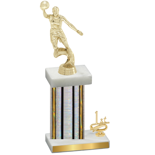 Accented Single Silver Glacier First Place Basketball Trophy