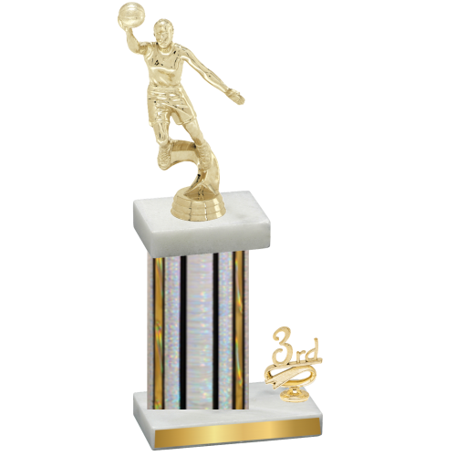 Accented Single Silver Glacier Third Place Basketball Trophy