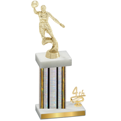 Accented Single Silver Glacier Fourth Place Basketball Trophy