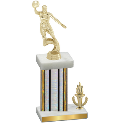 Accented Single Silver Glacier Victory Basketball Trophy