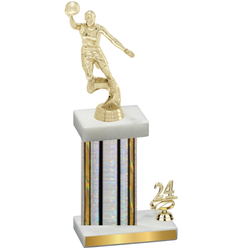 Accented Single Silver Glacier Year Basketball Trophy