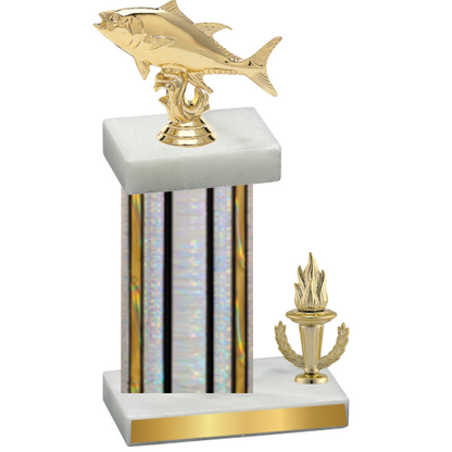 Accented Single Silver Glacier Victory Fishing Trophy
