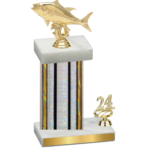 Accented Single Silver Glacier Year Fishing Trophy