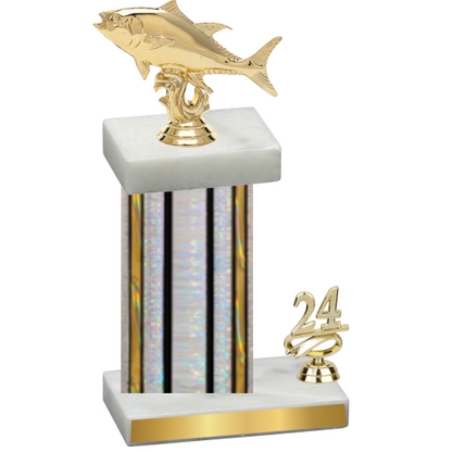Accented Single Silver Glacier Year Fishing Trophy
