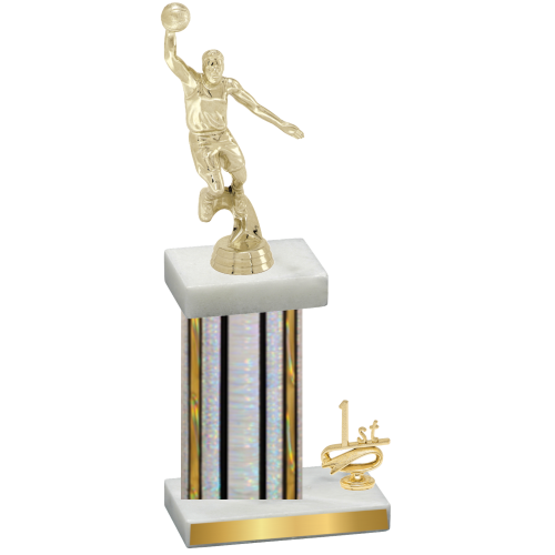 Accented Single Silver Glacier First Place Basketball Trophy