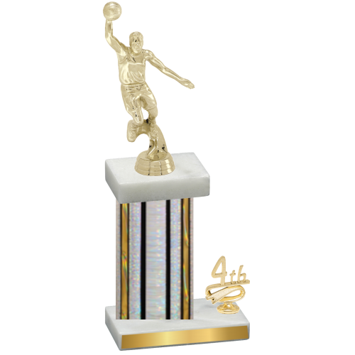 Accented Single Silver Glacier Fourth Place Basketball Trophy