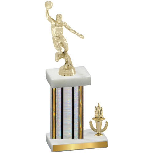 Accented Single Silver Glacier Victory Basketball Trophy