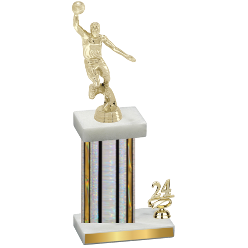 Accented Single Silver Glacier Year Basketball Trophy