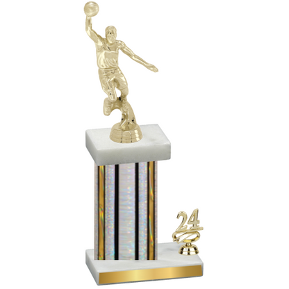 Accented Single Silver Glacier Year Basketball Trophy