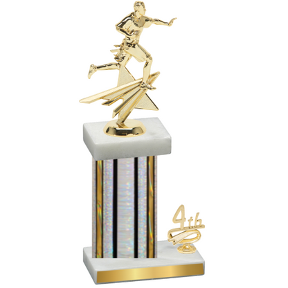 Accented Single Silver Glacier Fourth Place Flag Football Trophy