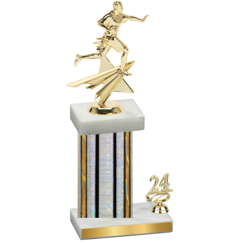 Accented Single Silver Glacier Year Flag Football Trophy