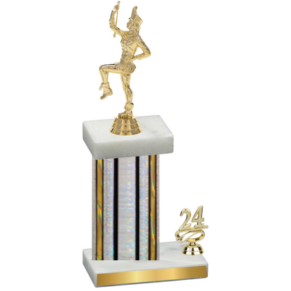 Accented Single Silver Glacier Year Majorette Trophy