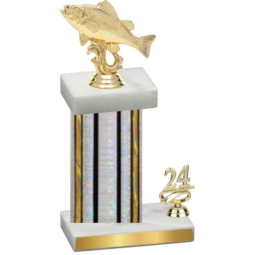 Accented Single Silver Glacier Year Fishing Trophy