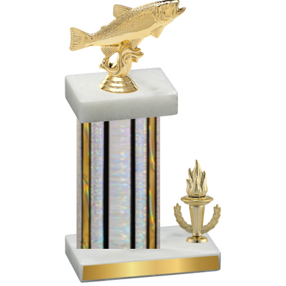 Accented Single Silver Glacier Victory Fishing Trophy