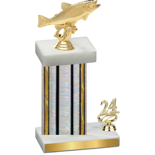 Accented Single Silver Glacier Year Fishing Trophy