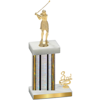 Accented Single Silver Glacier Third Place Golf Trophy