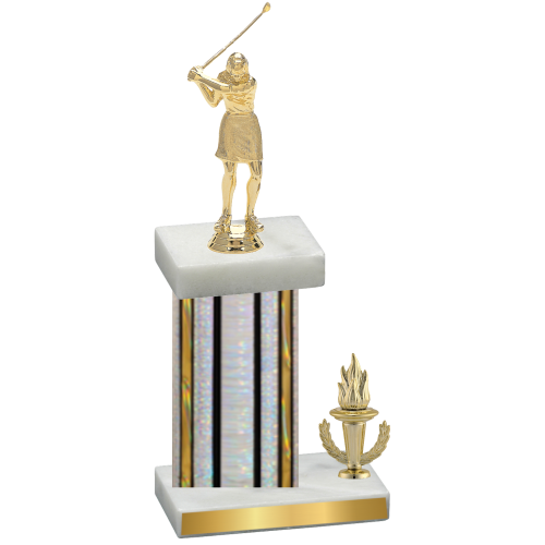 Accented Single Silver Glacier Victory Golf Trophy