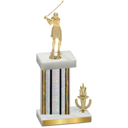 Accented Single Silver Glacier Victory Golf Trophy
