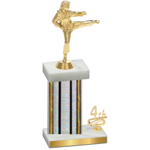 Accented Single Silver Glacier Fourth Place Karate Trophy