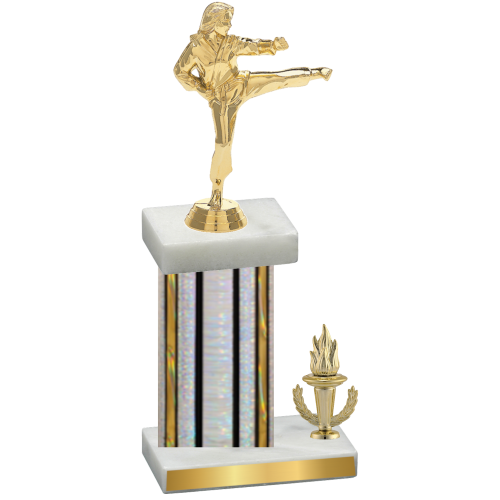 Accented Single Silver Glacier Victory Karate Trophy