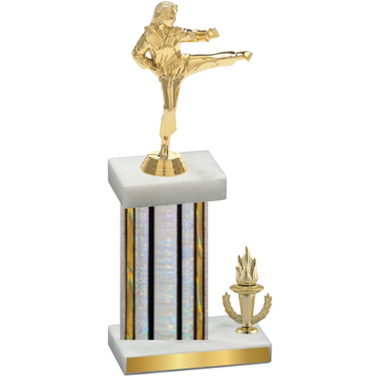 Accented Single Silver Glacier Victory Karate Trophy
