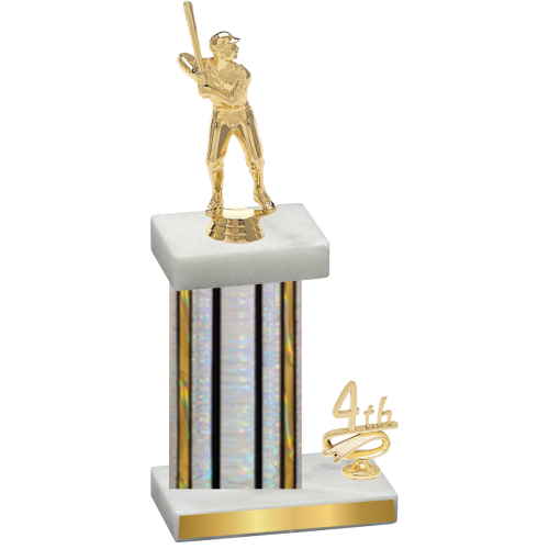 Accented Single Silver Glacier Fourth Place Baseball Trophy