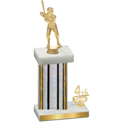 Accented Single Silver Glacier Fourth Place Baseball Trophy