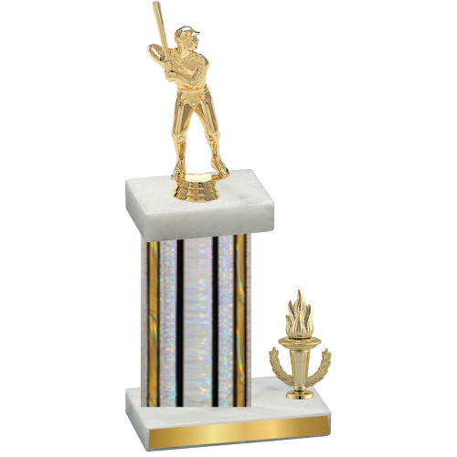Accented Single Silver Glacier Victory Baseball Trophy