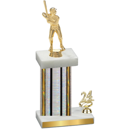 Accented Single Silver Glacier Year Baseball Trophy