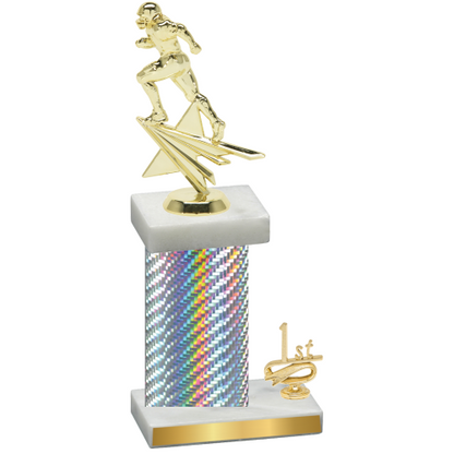 Accented Single Silver Carbon Fiber First Place Football Trophy