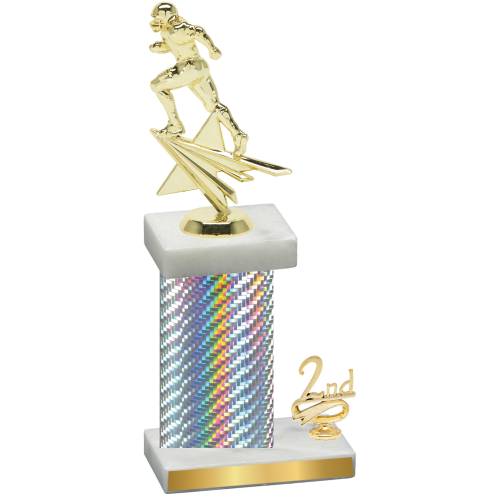 Accented Single Silver Carbon Fiber Second Place Football Trophy