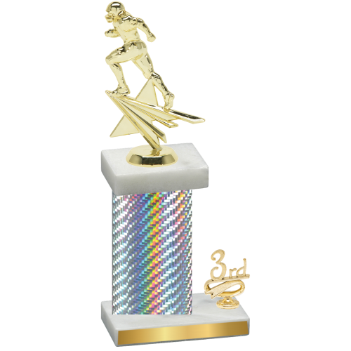 Accented Single Silver Carbon Fiber Third Place Football Trophy