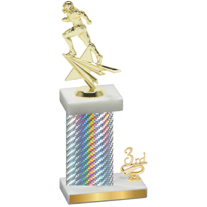 Accented Single Silver Carbon Fiber Third Place Football Trophy