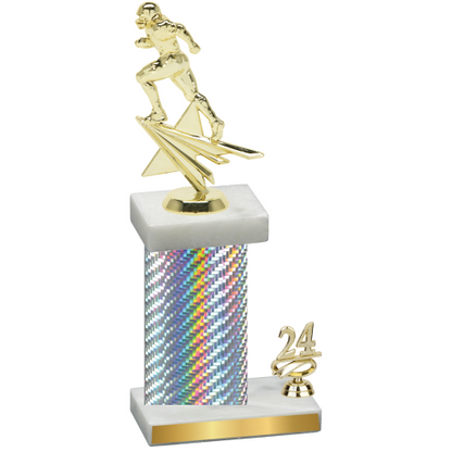 Accented Single Silver Carbon Fiber Year Football Trophy