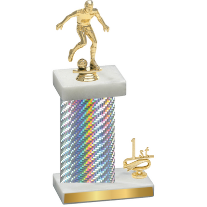 Accented Single Silver Carbon Fiber First Place Soccer Trophy