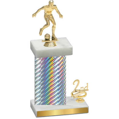 Accented Single Silver Carbon Fiber Second Place Soccer Trophy