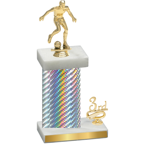 Accented Single Silver Carbon Fiber Third Place Soccer Trophy