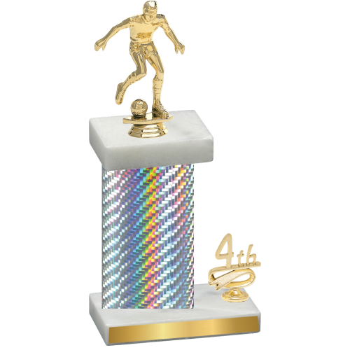 Accented Single Silver Carbon Fiber Fourth Place Soccer Trophy